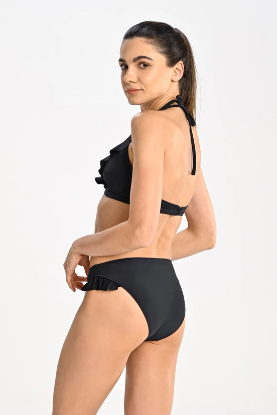 Classic bikini bottoms with frills Black - packshot