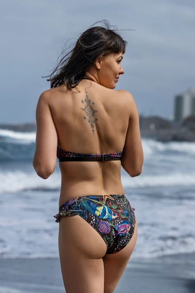 Classic bikini bottoms with frills Mosaic Sea
