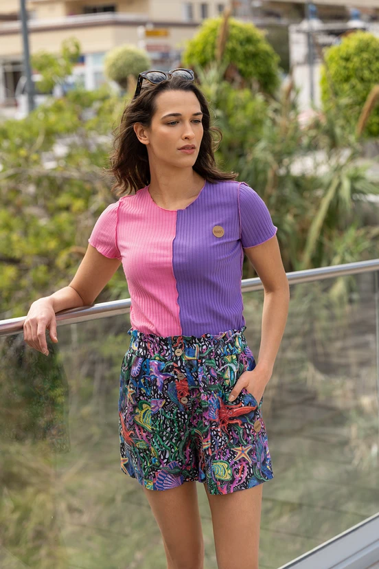 ColorTwist tričko z bavlněného žerzeje Pink Purple - packshot