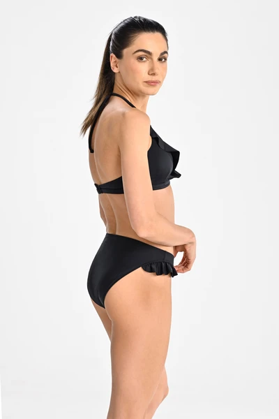 Classic bikini bottoms with frills Black