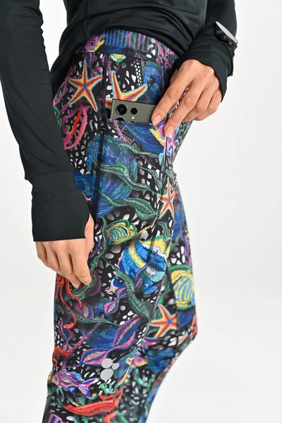 Dual Space leggings with side pockets Mosaic Sea