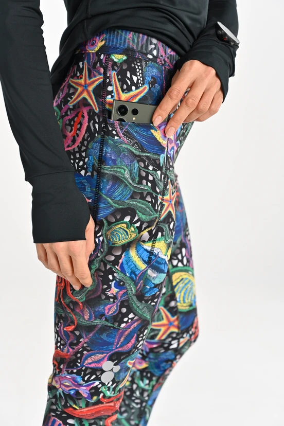 Regular leggings with side pockets Mosaic Sea - packshot