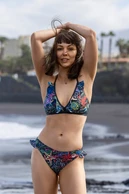 Sports swimsuit bra with frills Mosaic Sea - packshot