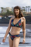 Sports swimsuit bra with frills Mosaic Sea - packshot