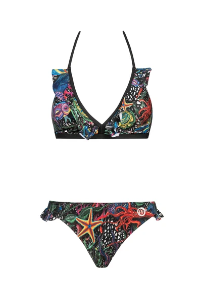 Sports swimsuit bra with frills Mosaic Sea