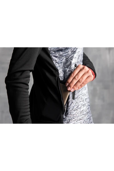 Bluza Rozpinana Z Kapturem Silver Melange Damska - OBRDK-801