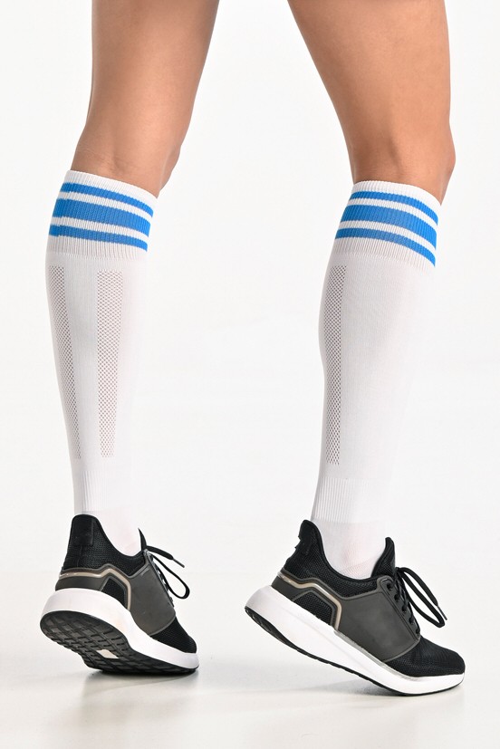 Running kneehigh socks Road H WhiteBlue Nessi Sportswear
